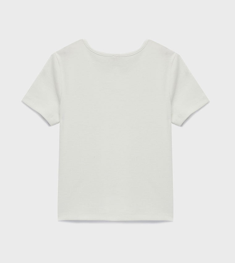 Bow Detail Cotton Crew Neck T-Shirt