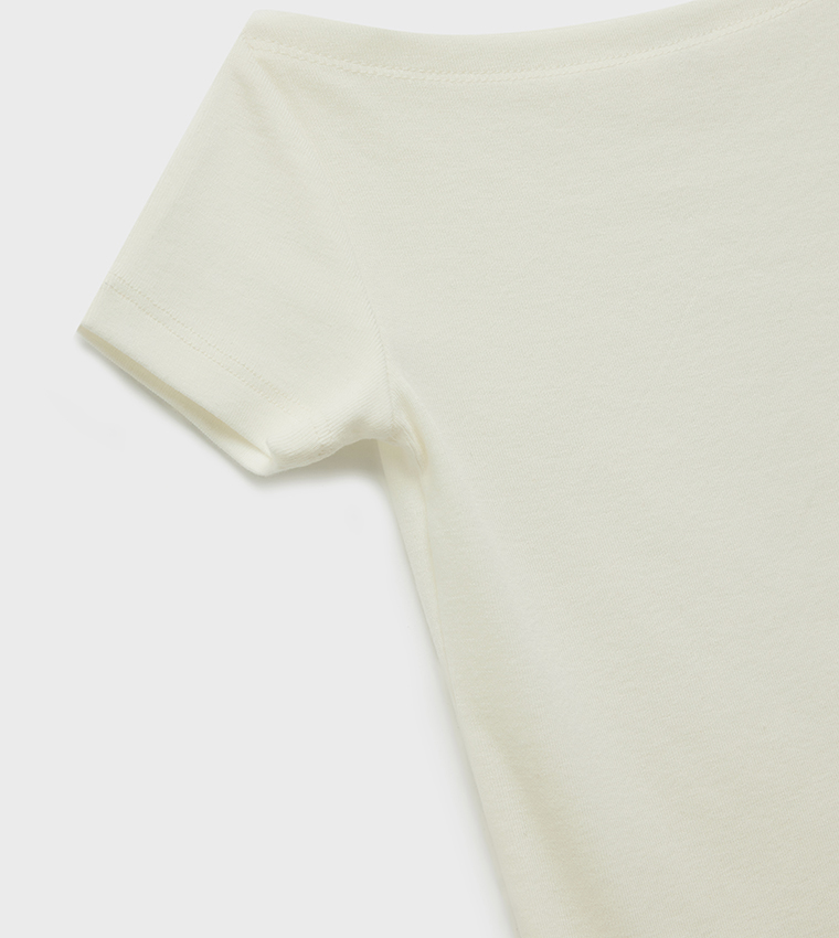 Solid Off Shoulder Short Sleeves Modal T-Shirt