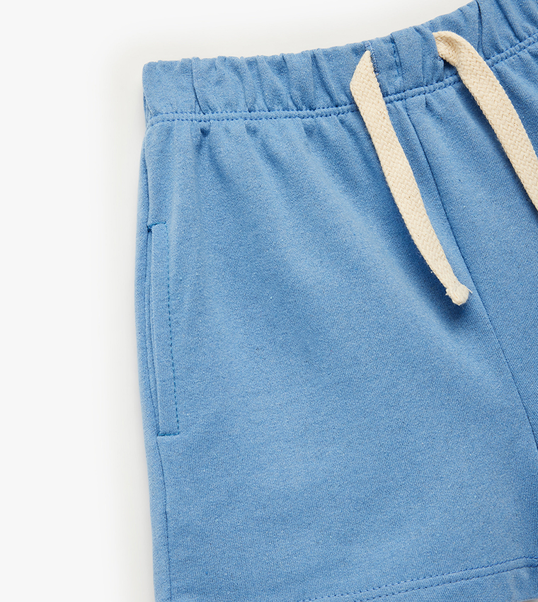 Solid Drawstring Waist Shorts