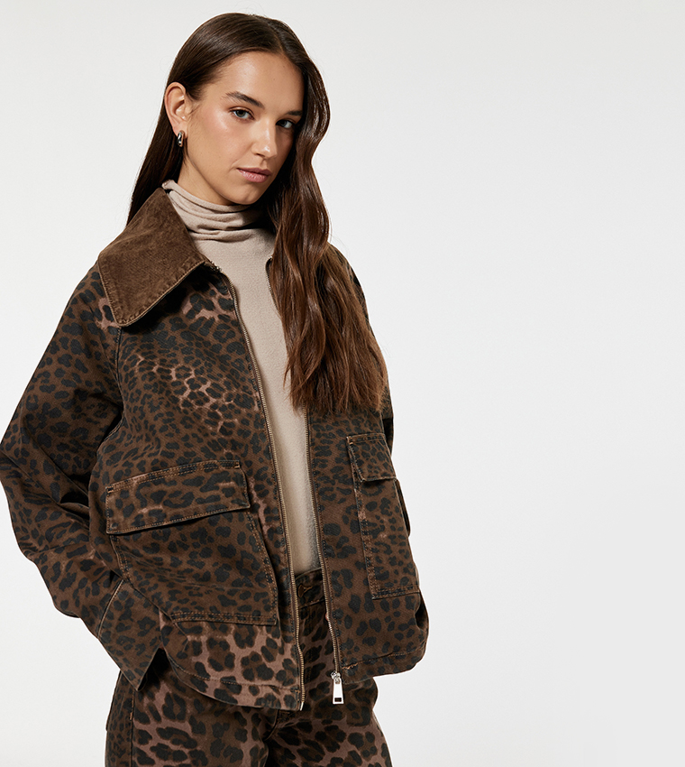 Leopard Print Long Sleeves Jacket