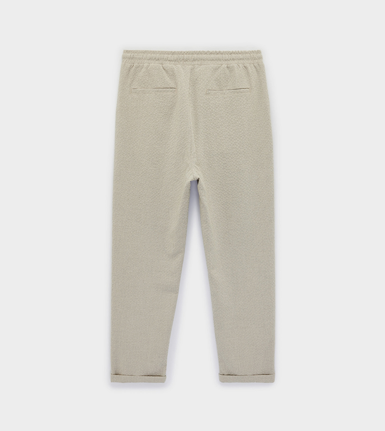 Textured Viscose Blend Drawstring Waist Trousers