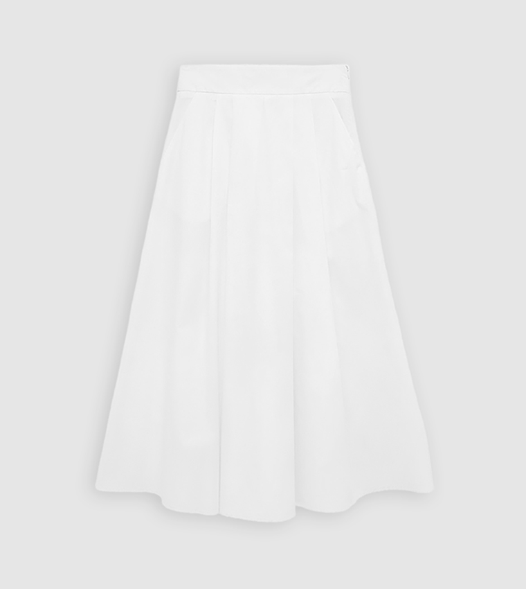 Elastic Waist Poplin Flared Skirt