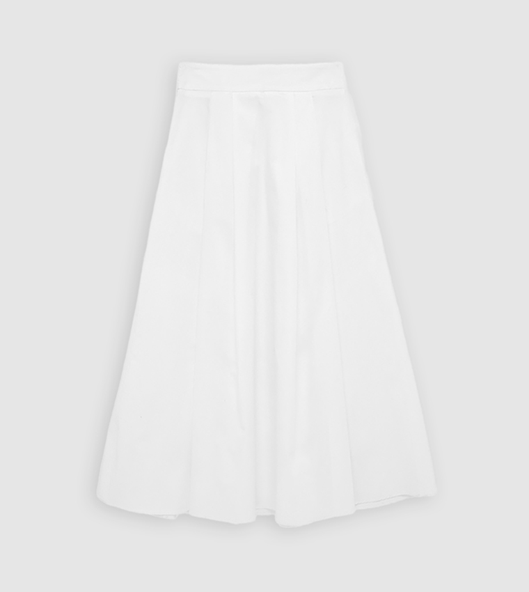 Elastic Waist Poplin Flared Skirt