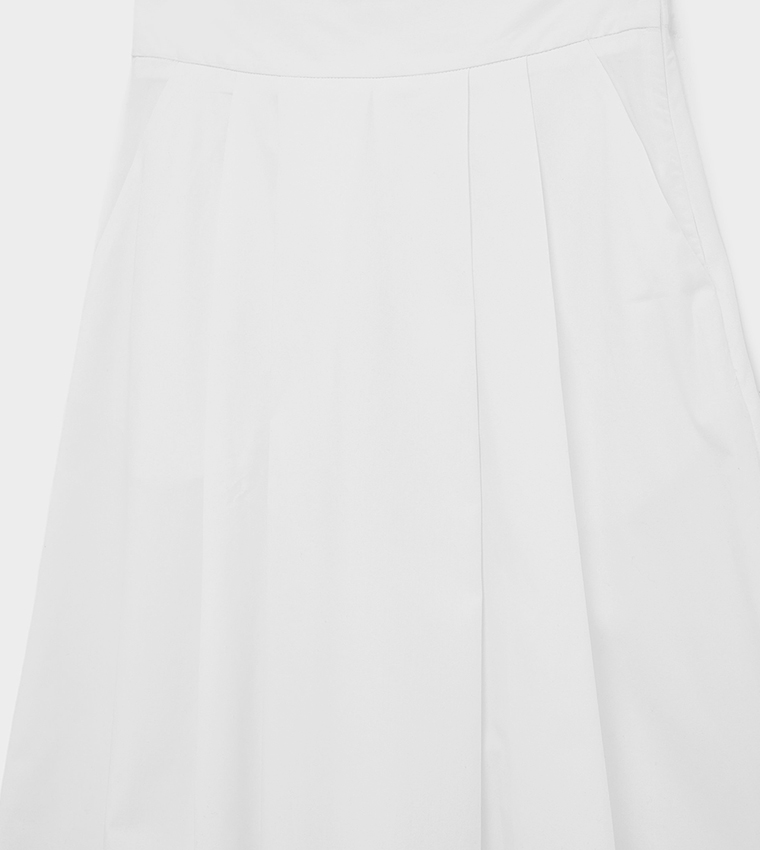Elastic Waist Poplin Flared Skirt