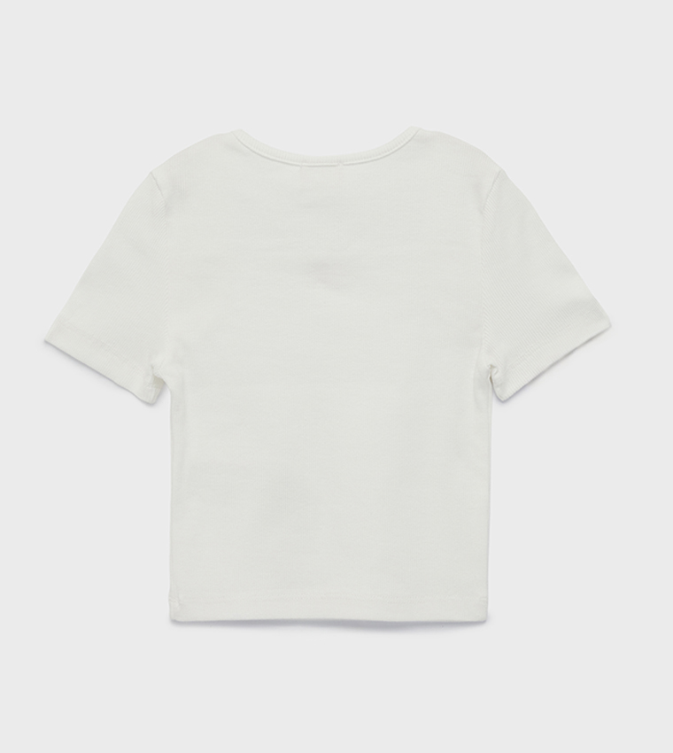 Bow Detail Square Neck Cotton T-Shirt