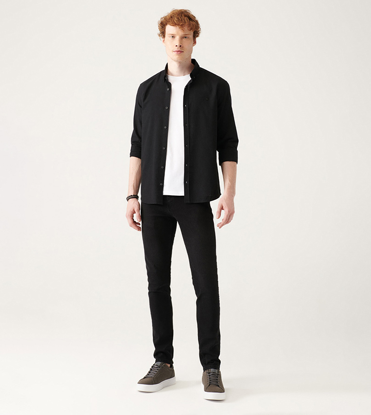Washed Mid-Rise Slim Fit Jeans