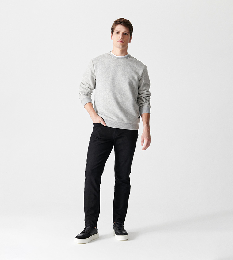 Washed Mid-Rise Slim Fit Jeans