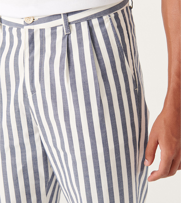 Striped Button Closure Pants