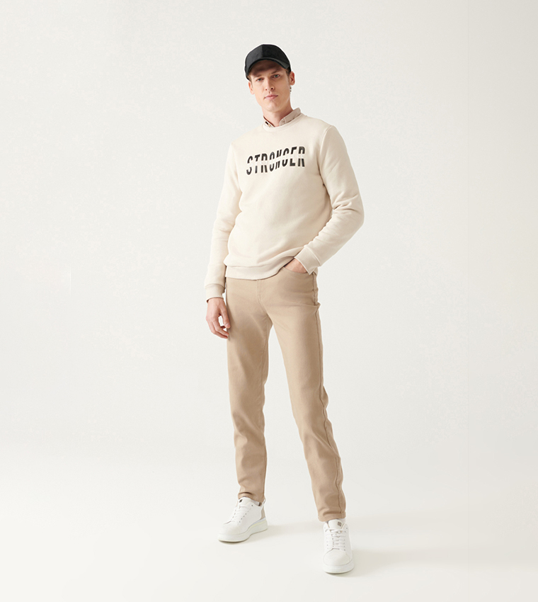 Solid Mid Rise Slim Fit Trousers