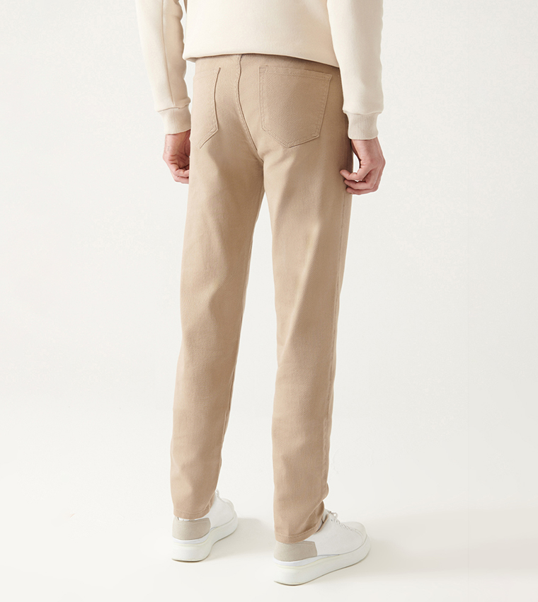 Solid Mid Rise Slim Fit Trousers