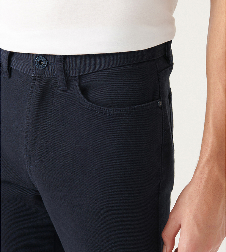 Solid Mid Rise Slim Fit Trousers