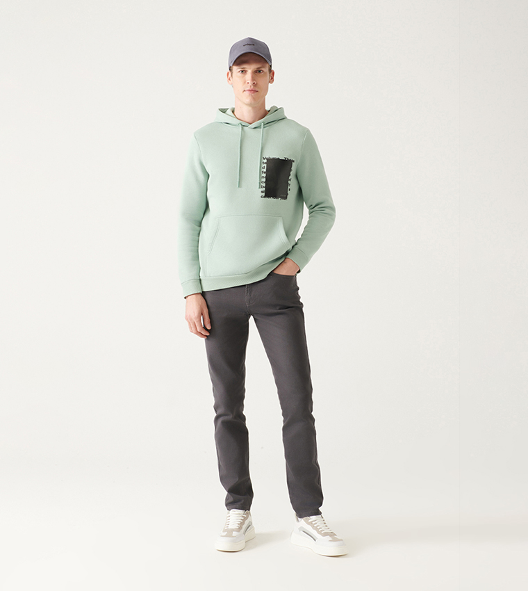 Solid Mid Rise Slim Fit Trousers