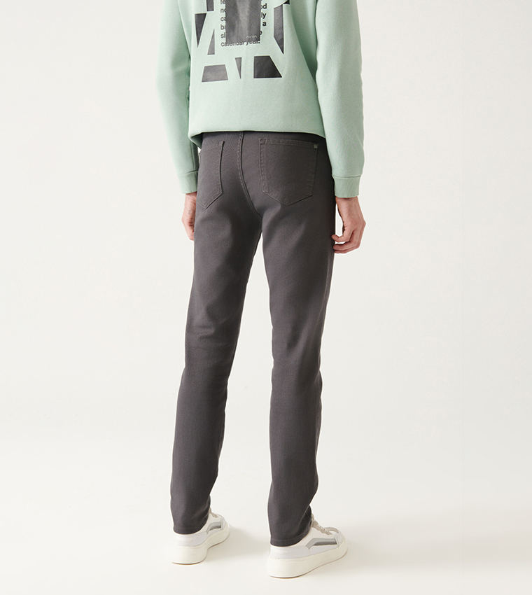 Solid Mid Rise Slim Fit Trousers