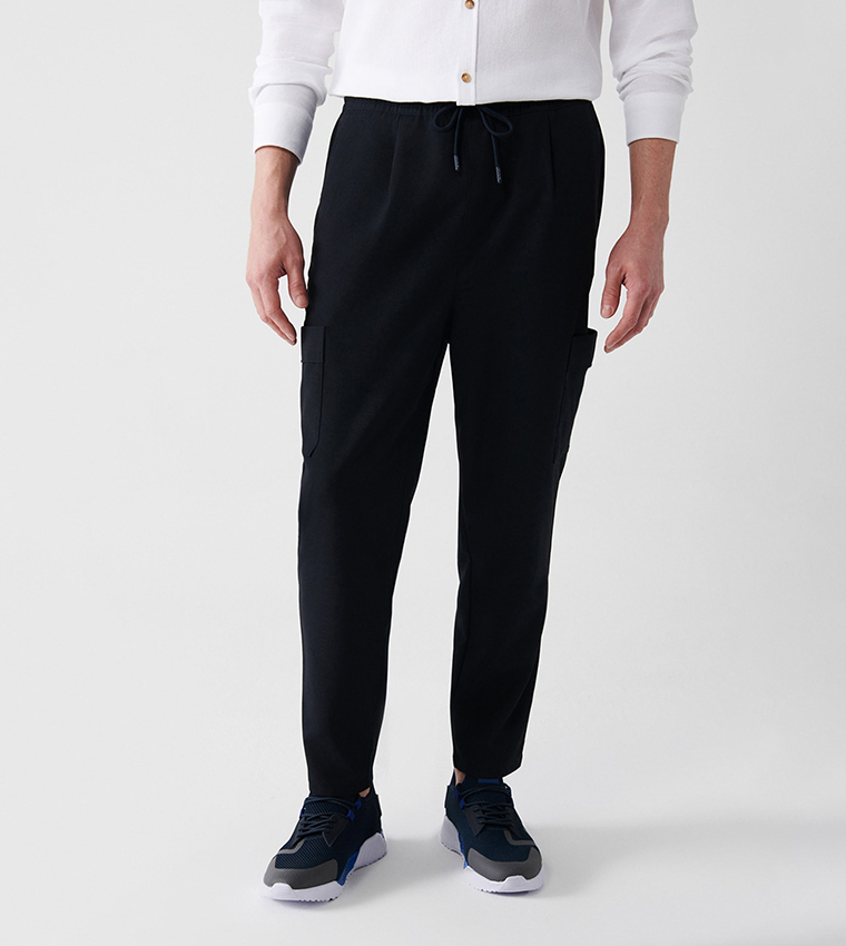 Solid Drawstring Waist Sweatpants