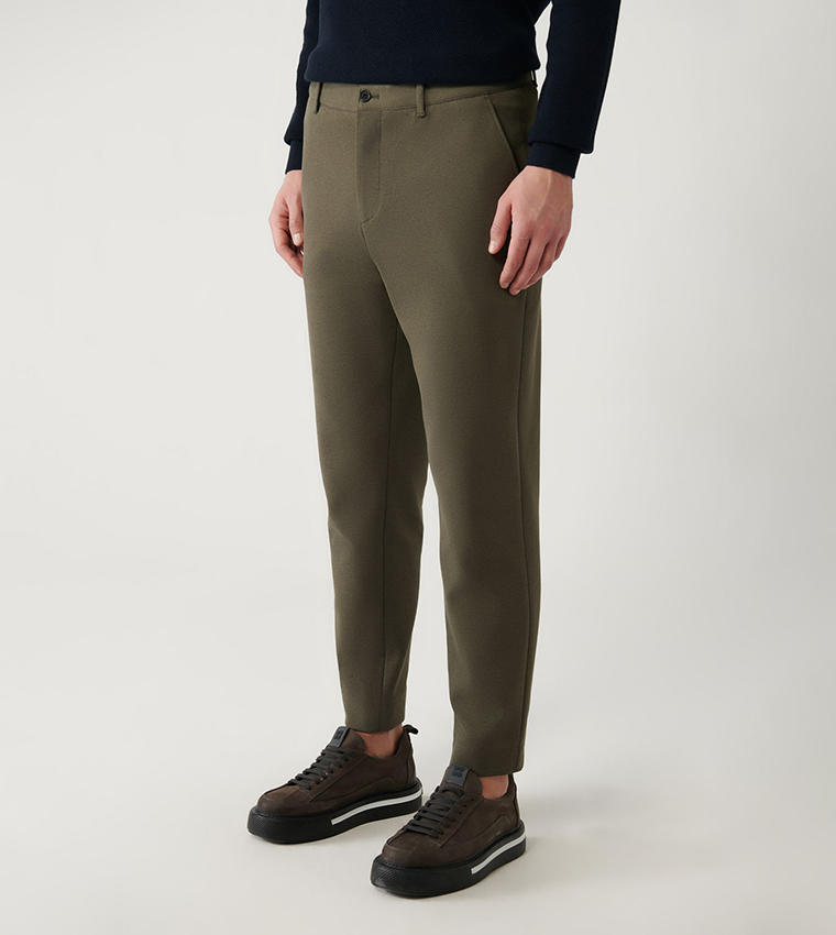 Solid Carrot Fit Chino Trousers