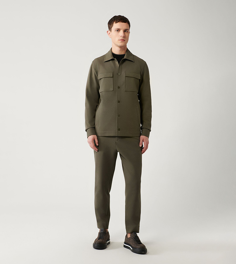 Solid Carrot Fit Chino Trousers