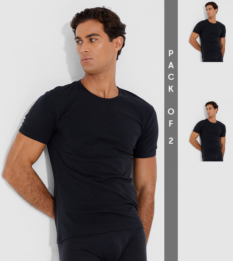 Buy Calvin Klein Pack Of 2 Lounge T Shirts In Black | 6thStreet Saudi Arabia