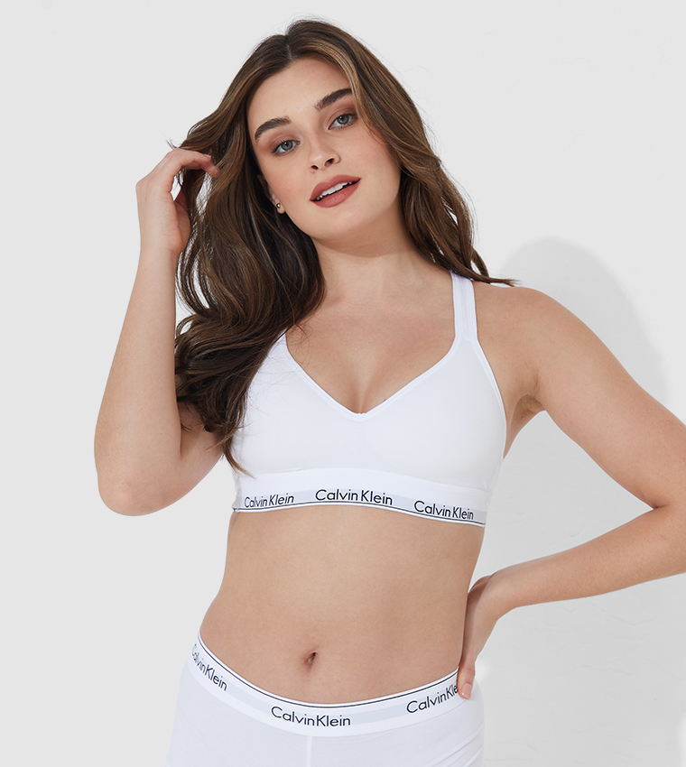Buy Calvin Klein Logo Waistband Bralette In White