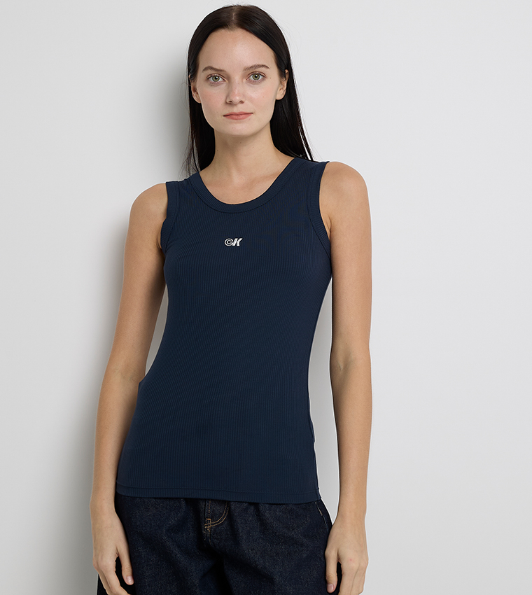 Ribbed Crew Neck Tank Top