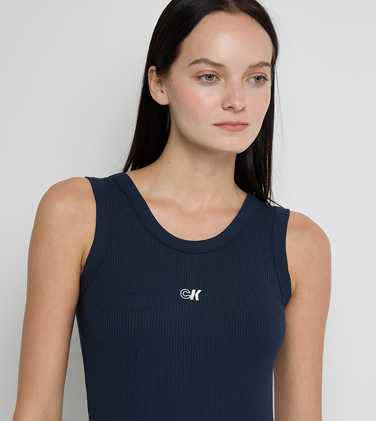 Ribbed Crew Neck Tank Top