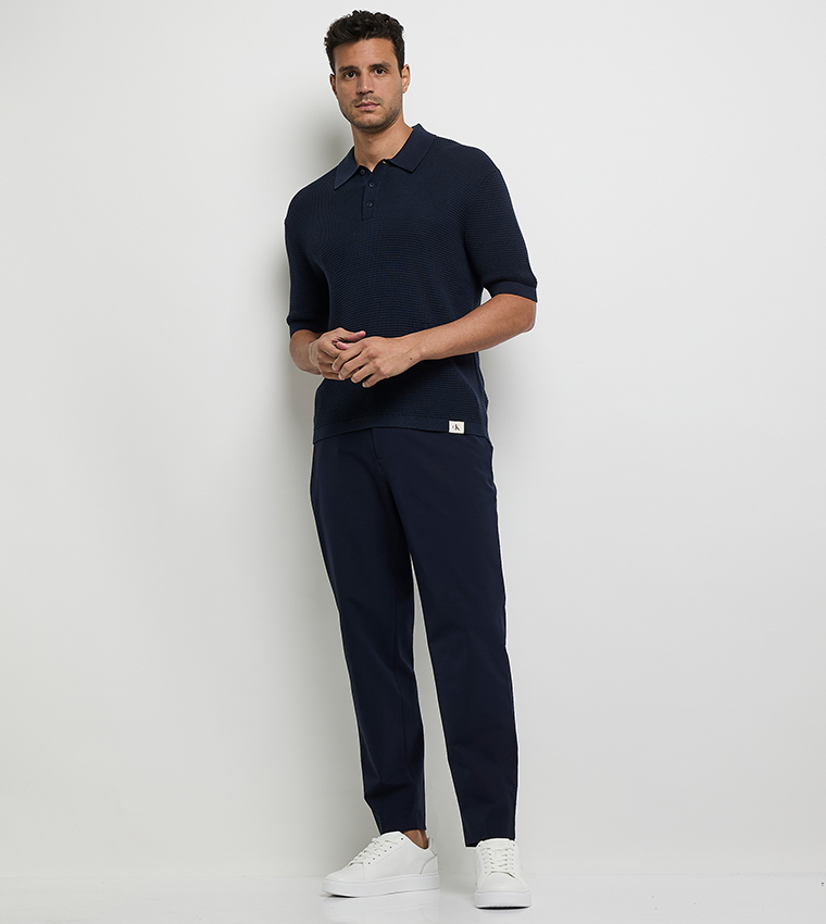 Waffle Textured Short Sleeves Polo T-Shirt