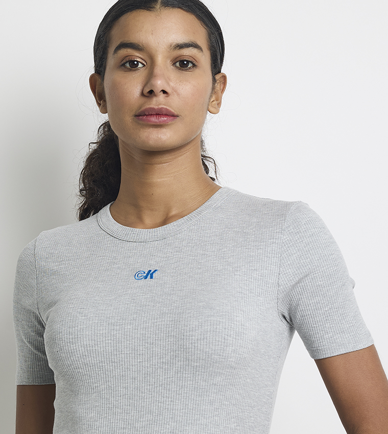 Logo Embroidered Ribbed T-Shirt