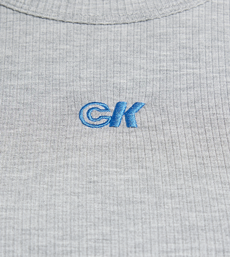 Logo Embroidered Ribbed T-Shirt