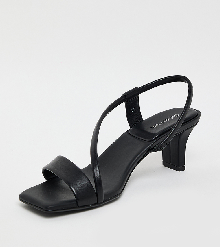 Square Toe Slingback Heeled Sandals