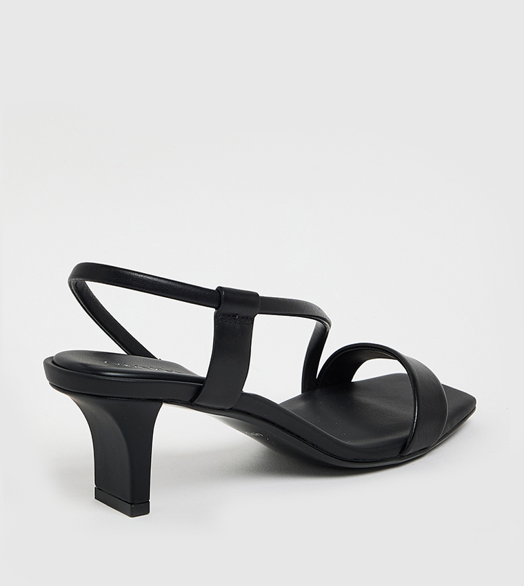Square Toe Slingback Heeled Sandals