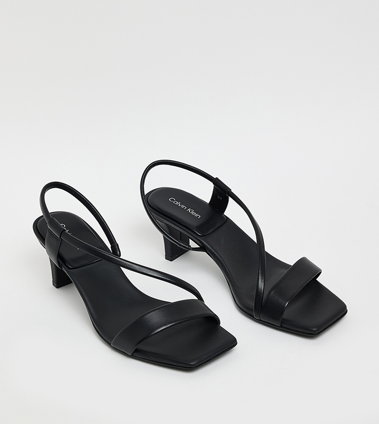 Square Toe Slingback Heeled Sandals