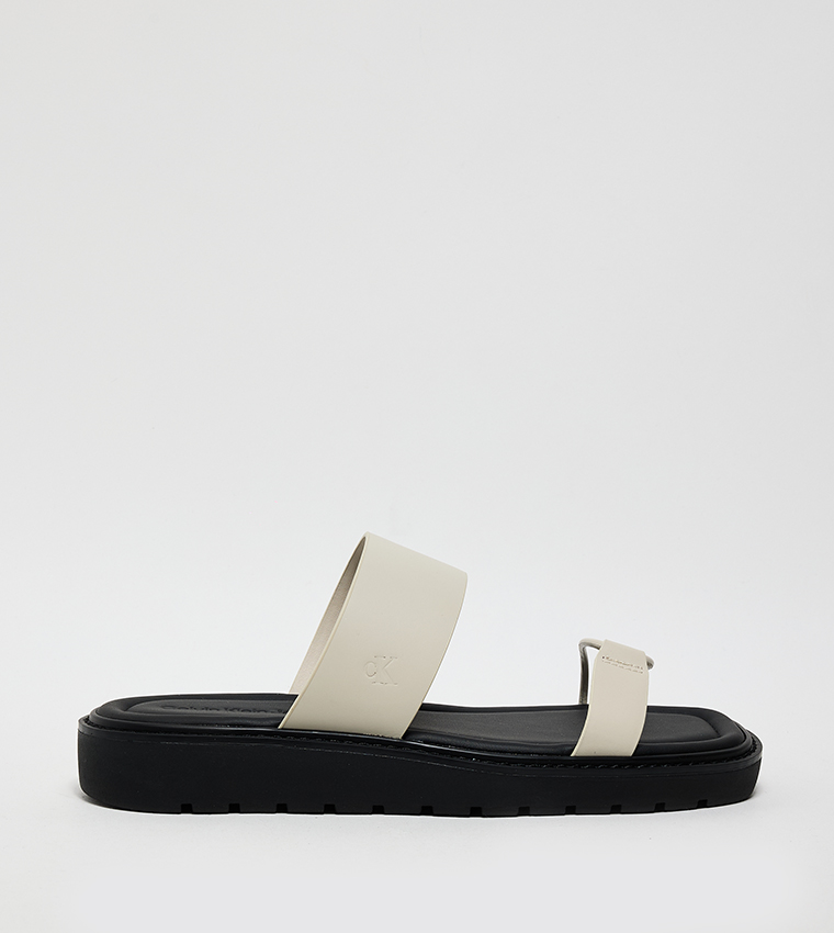 Color Block Dual Strap Flat Sandals