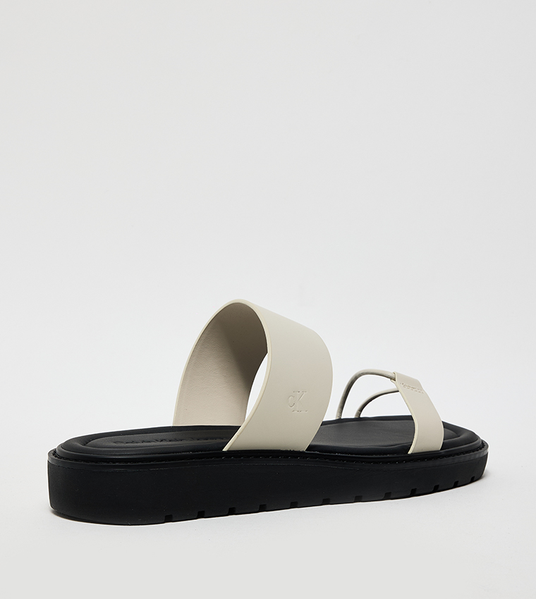Color Block Dual Strap Flat Sandals