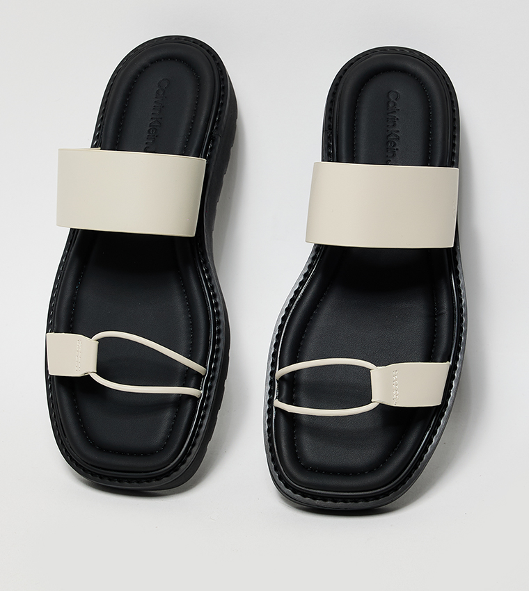 Color Block Dual Strap Flat Sandals