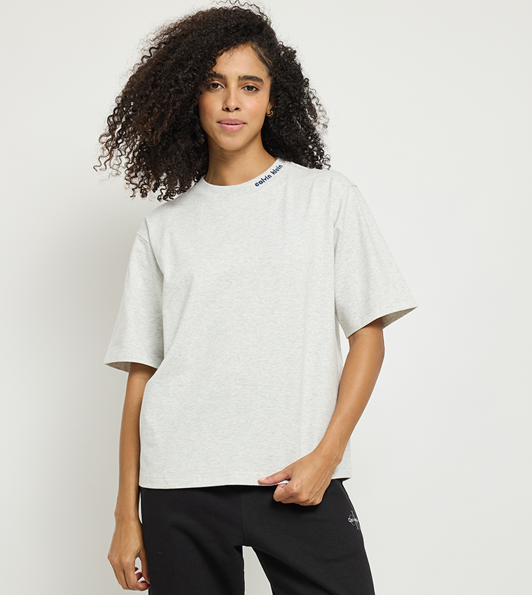 Logo Embroidered Crew Neck Jersey T-Shirt