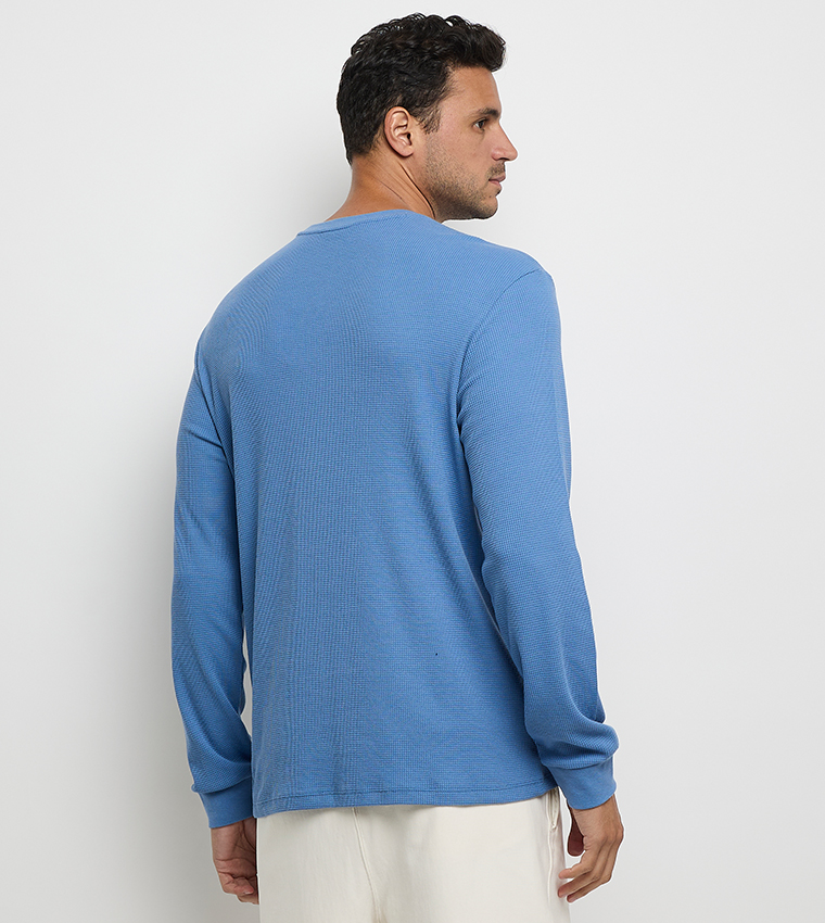 Waffle Textured Crew Neck T-Shirt