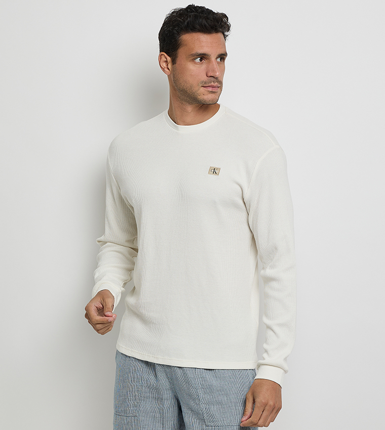 Waffle Textured Crew Neck T-Shirt