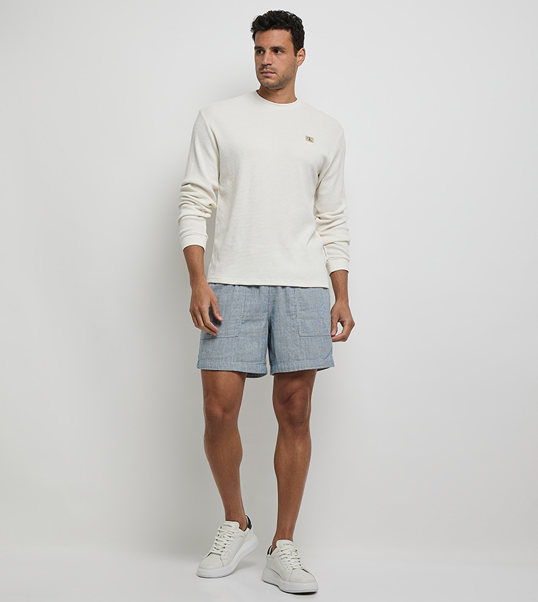 Waffle Textured Crew Neck T-Shirt