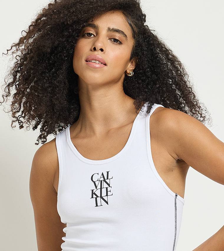 Logo Printed Crew Neck Tank Top