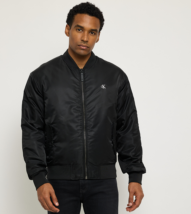 Buy Calvin Klein Jeans Zippered Stand Collar Bomber Jacket In