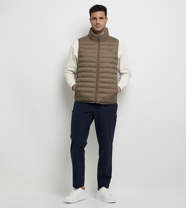 Solid High-Neck Nylon Gilet