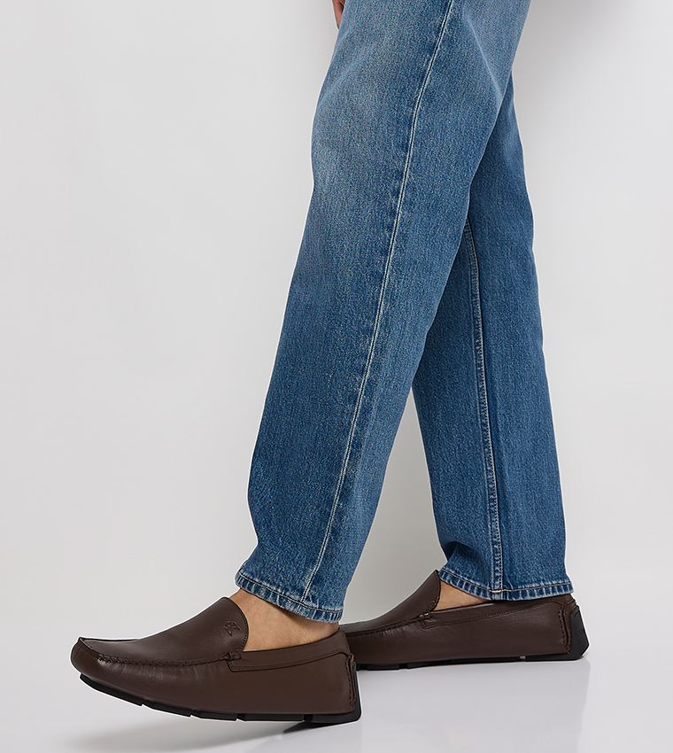 DRIVER Textured Round Toe Loafers