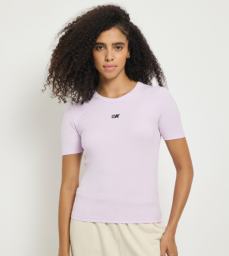 Ribbed Crew Neck Modal T-Shirt