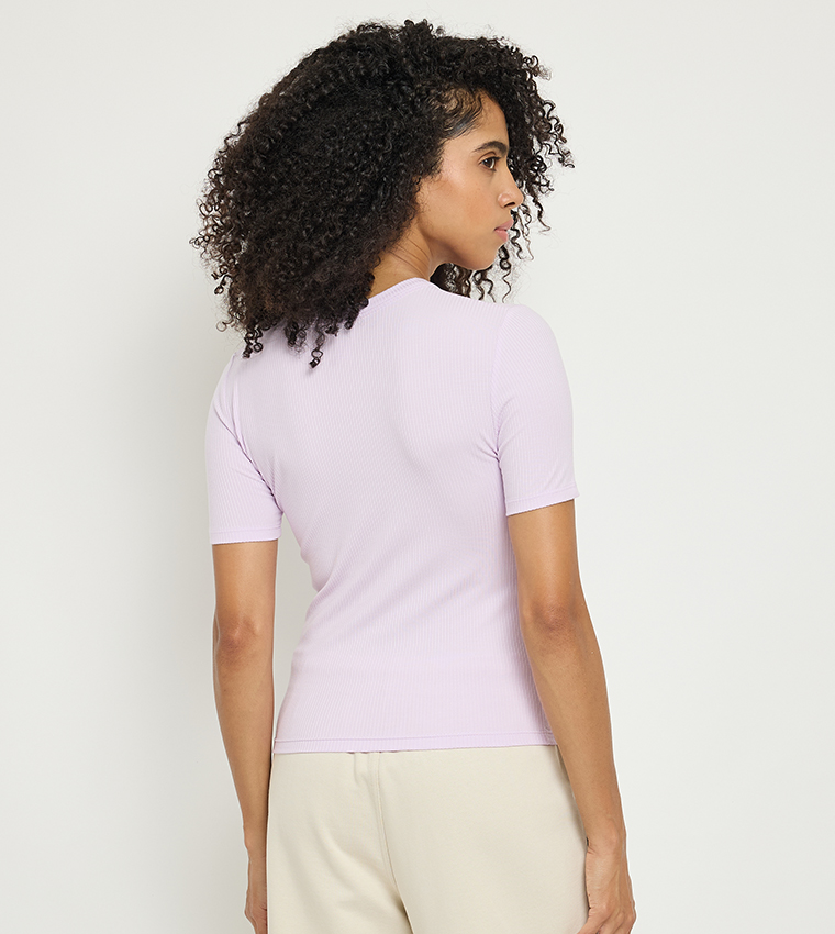Ribbed Crew Neck Modal T-Shirt