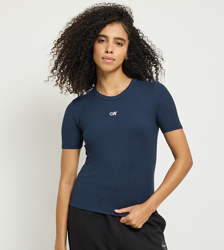 Ribbed Crew Neck Modal T-Shirt