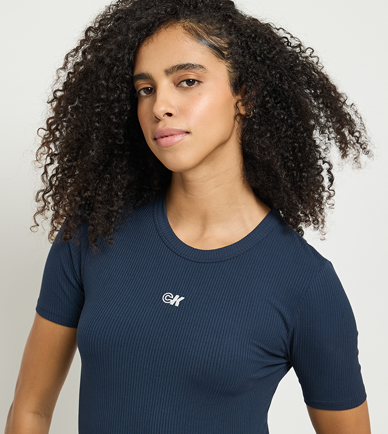 Ribbed Crew Neck Modal T-Shirt