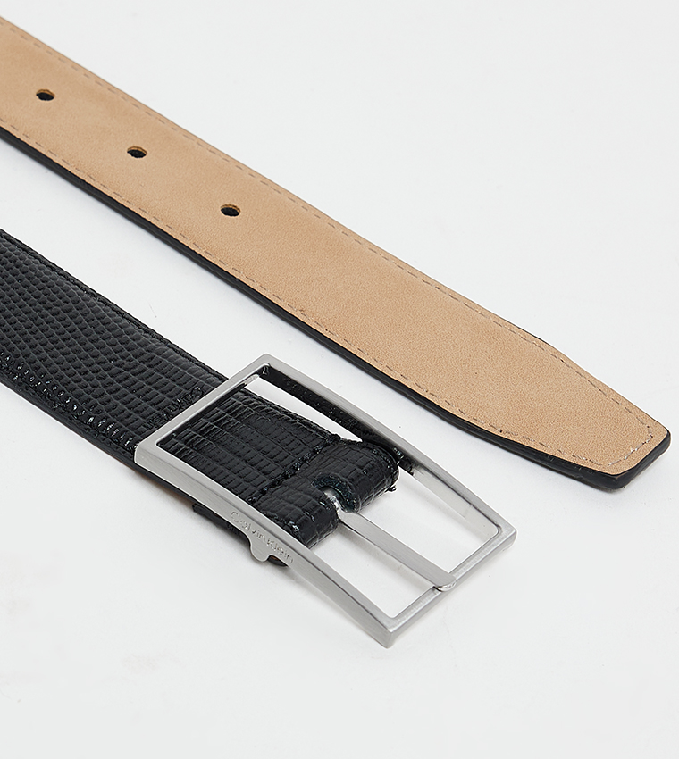 Textured Leather Buckle Belt