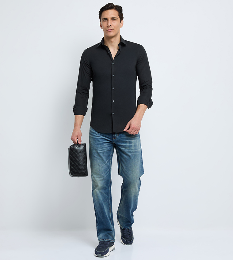 Solid Long Sleeves Slim Fit Shirt