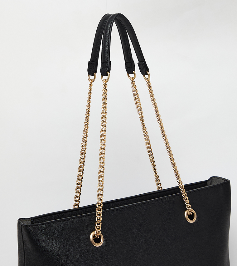 Textured Zip Closure Shoulder Bag