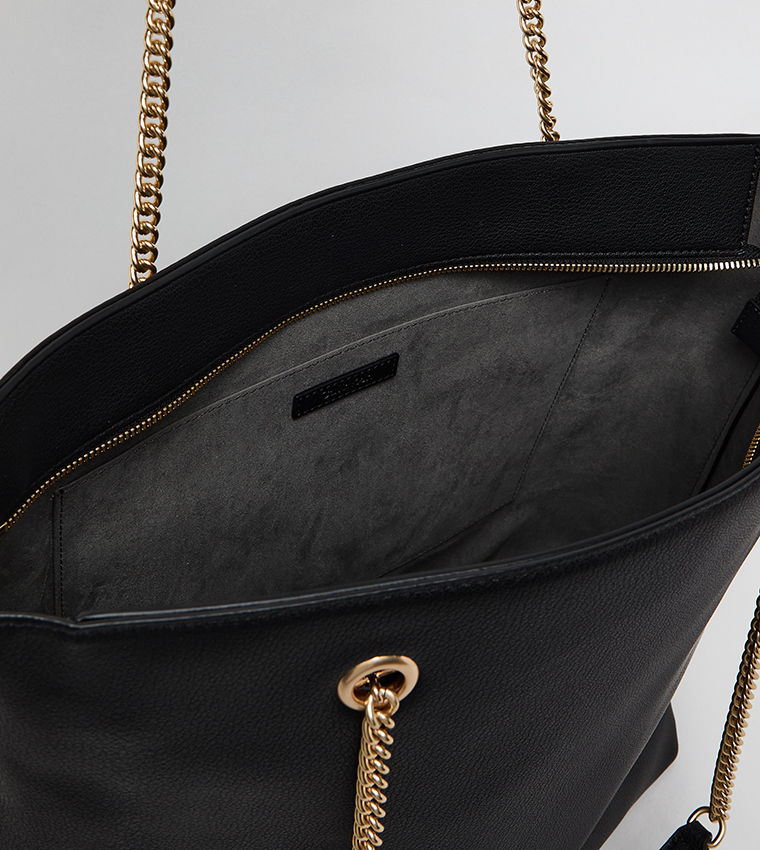 Textured Zip Closure Shoulder Bag