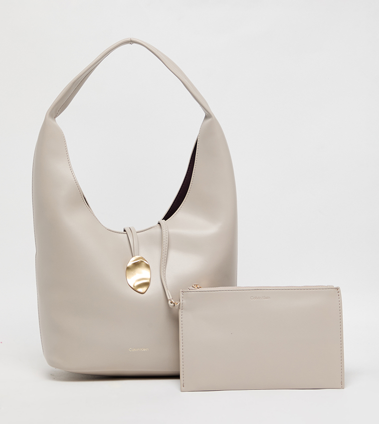 Buy Calvin Klein Logo Detail Hobo Bag Set In Beige 6thStreet UAE